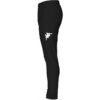 Vue de côté du pantalon de sport Kappa Lubiolo noir pour homme, coupe slim, avec logo blanc sur la jambe gauche.