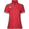 Polo rouge pour femme Kappa Barla avec col zippé et logo Omni blanc sur la poitrine.