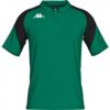 Polo de sport Kappa Leviolo pour homme, coloris vert avec manches noires, logo Omini blanc sur les épaules