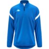 Sweat-shirt Kappa Dolvole bleu saphir pour homme, col montant 1/4 zip, manches longues, logo Omini blanc sur l'épaule.