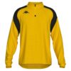 Sweat-shirt de sport Kappa Lovato jaune pour homme, manches longues avec empiècements blancs et logo Omini sur l’épaule.