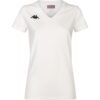 T-shirt en coton blanc pour femme Kappa Brizza avec col en V et logo brodé