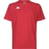 T-shirt homme Kappa, rouge, 100 % coton, col rond, manches courtes, logo Kappa sur la poitrine et Omini au dos.
