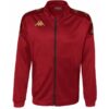 Veste de survêtement rouge Kappa Giullio pour homme avec fermeture zippée, logo Omini doré et bandes sur les épaules