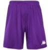 Short de sport violet Kappa Borgo Calzona avec logo Omini blanc sur la jambe.